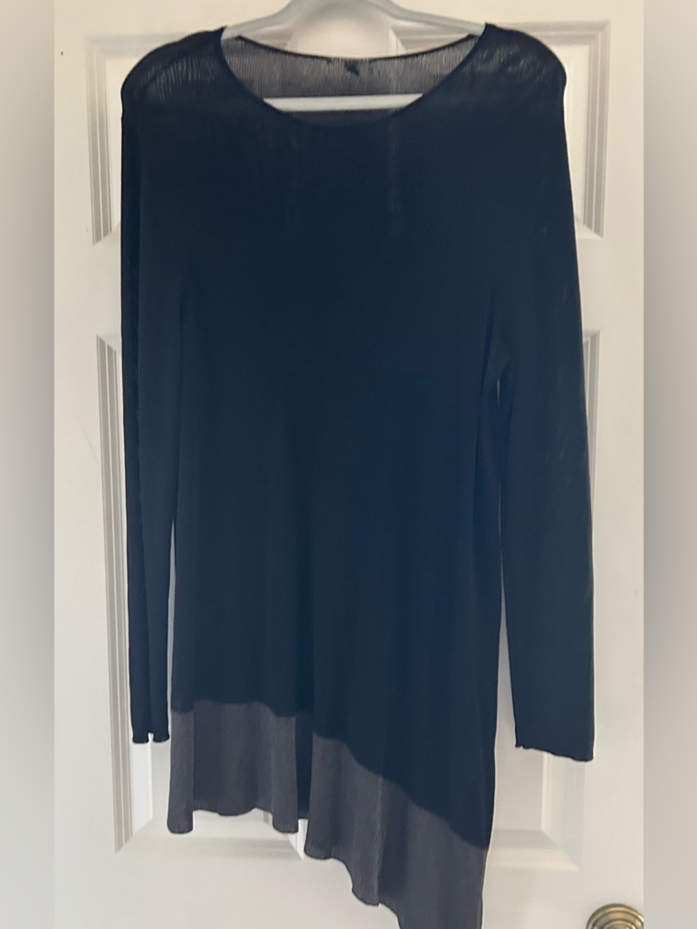 Eileen Fisher asymmetrical hem tunic Semi Sheer Metallic - Picture 2 of 9